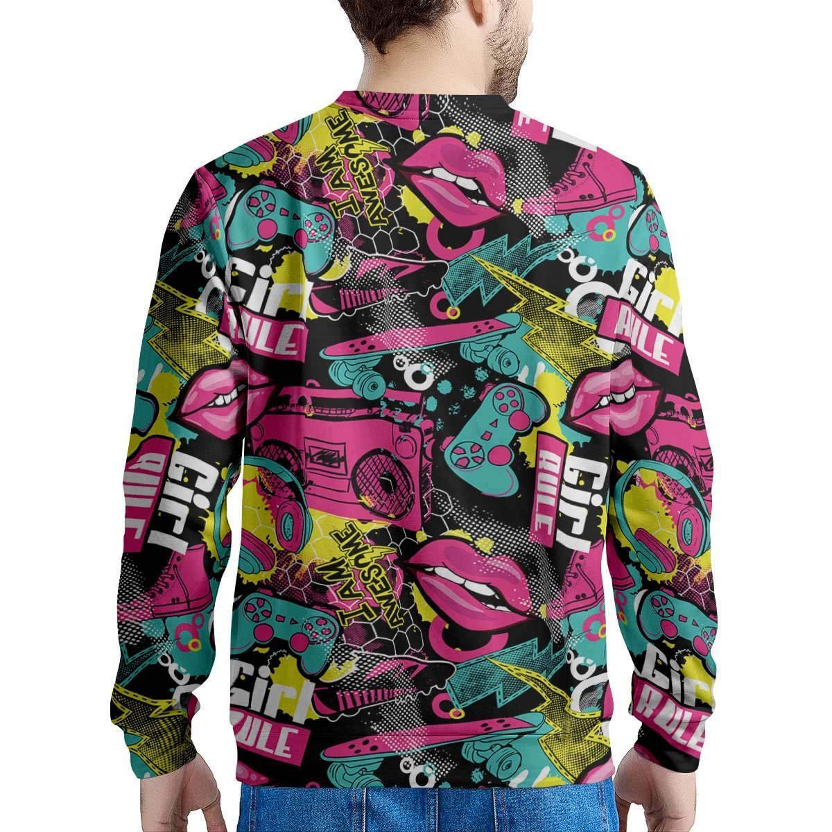 Graffiti Abstract Hiphop Lip Men's Sweatshirt-grizzshop