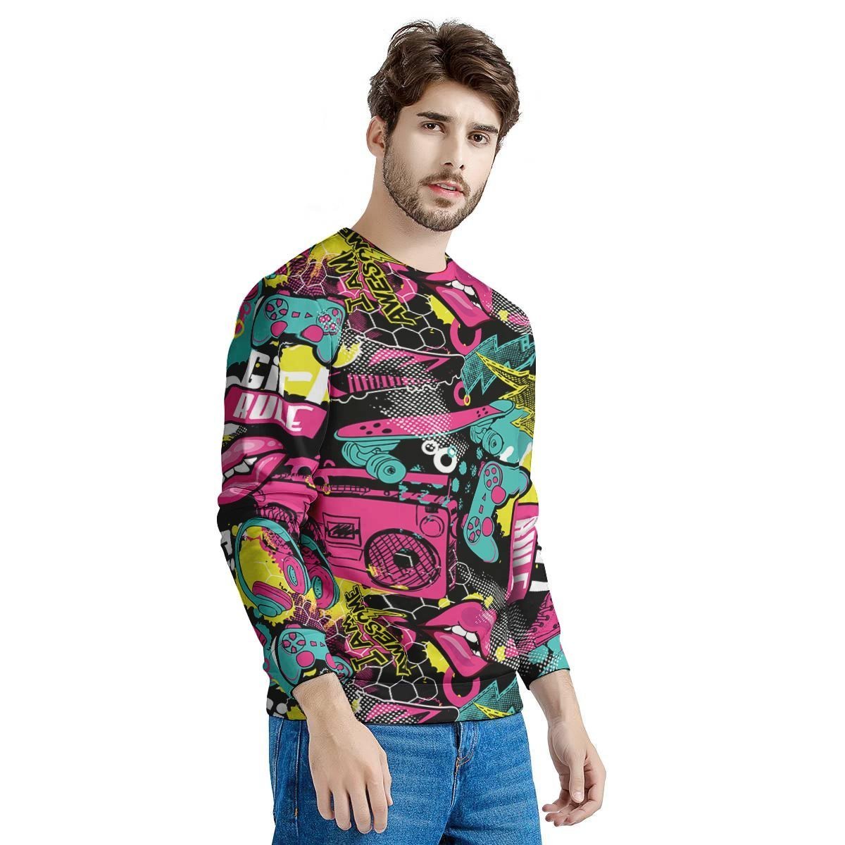 Graffiti Abstract Hiphop Lip Men's Sweatshirt-grizzshop