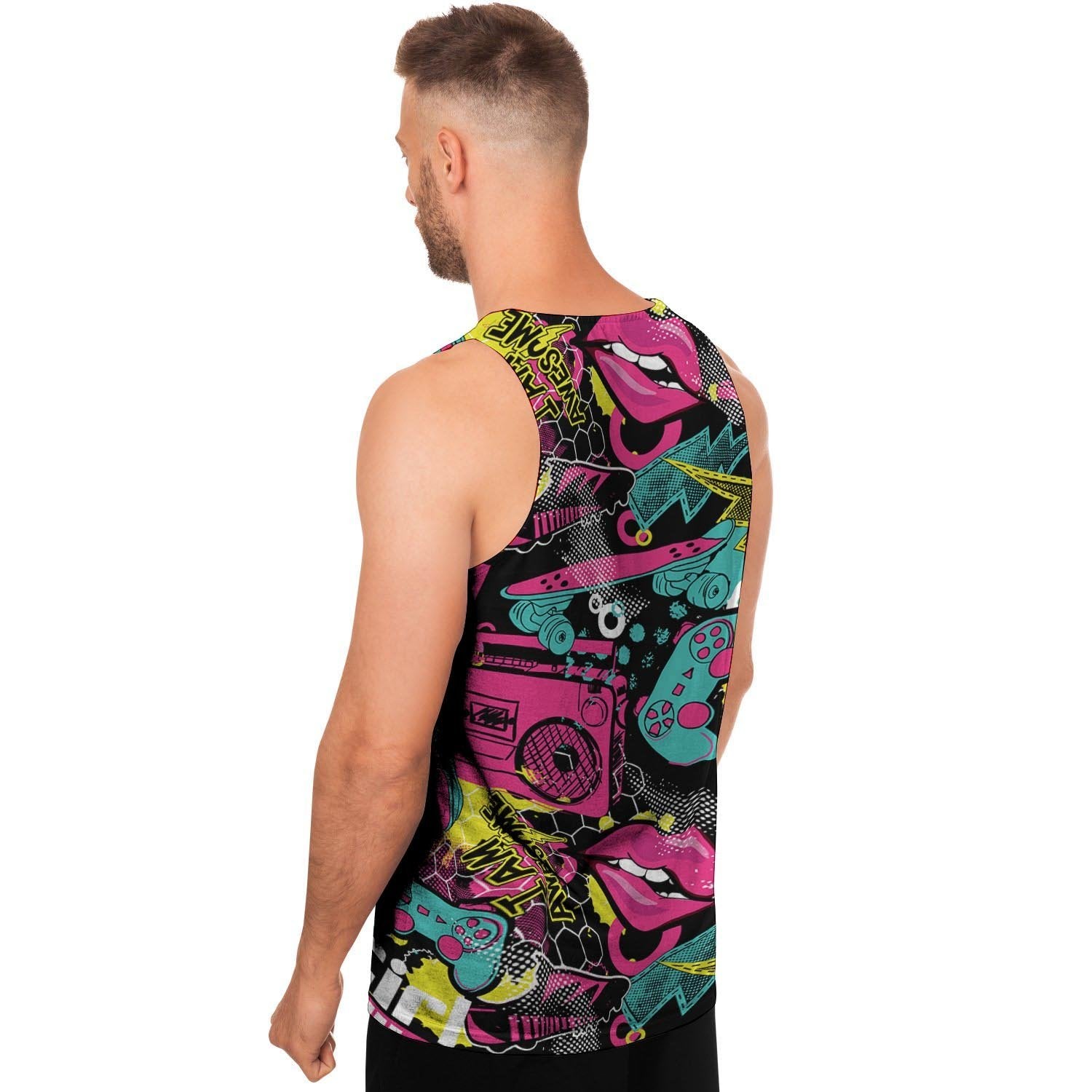 Graffiti Abstract Hiphop Lip Men's Tank Tops-grizzshop