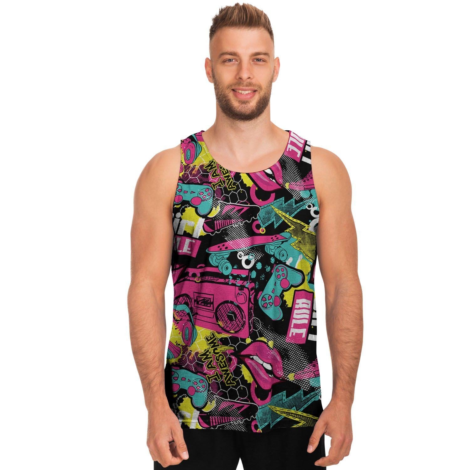 Graffiti Abstract Hiphop Lip Men's Tank Tops-grizzshop