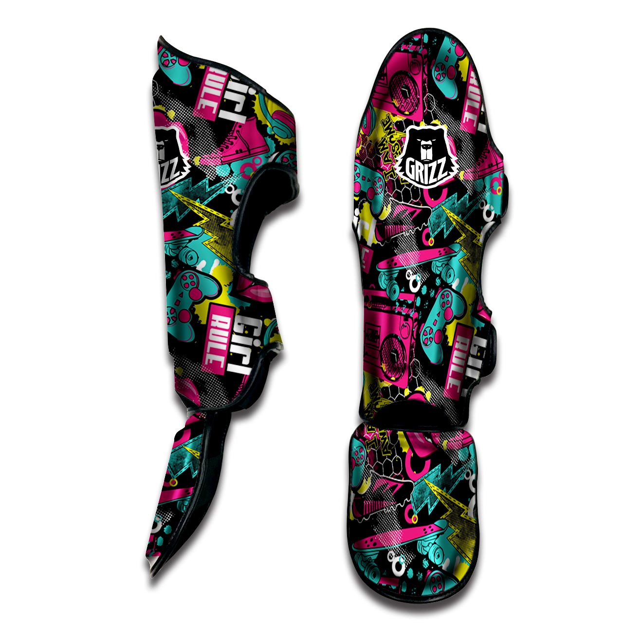 Graffiti Abstract Hiphop Lip Muay Thai Shin Guard-grizzshop