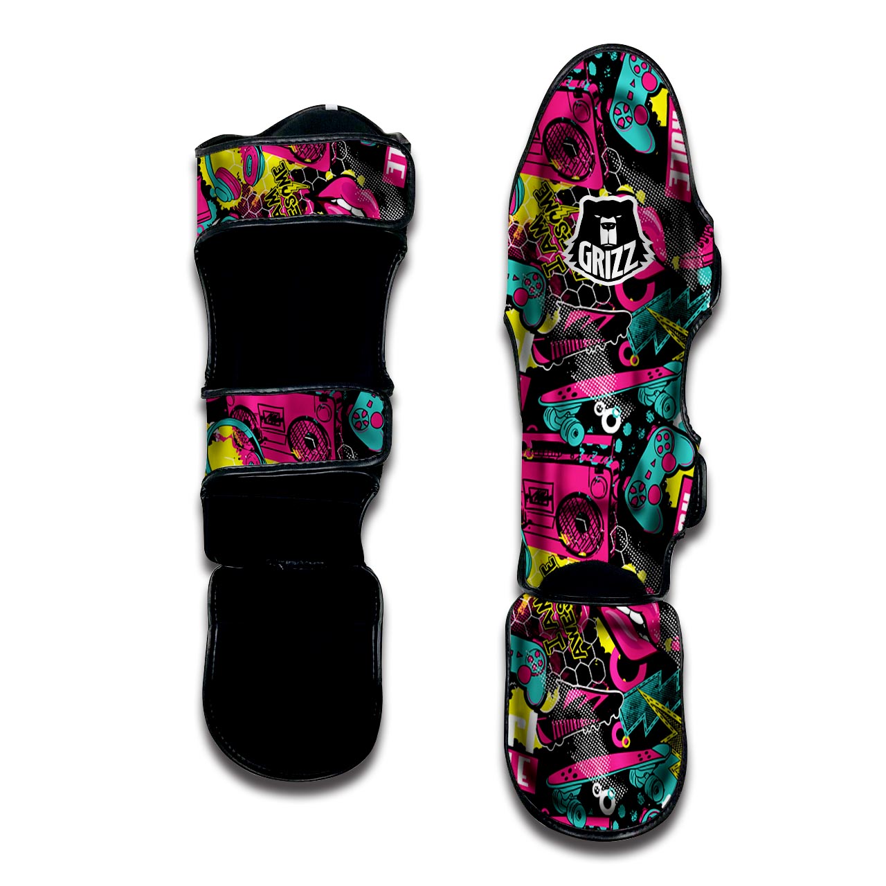 Graffiti Abstract Hiphop Lip Muay Thai Shin Guard-grizzshop