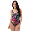 Graffiti Abstract Hiphop Lip One Piece Swimsuite-grizzshop