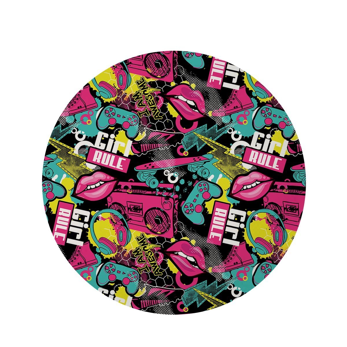 Graffiti Abstract Hiphop Lip Round Rug-grizzshop