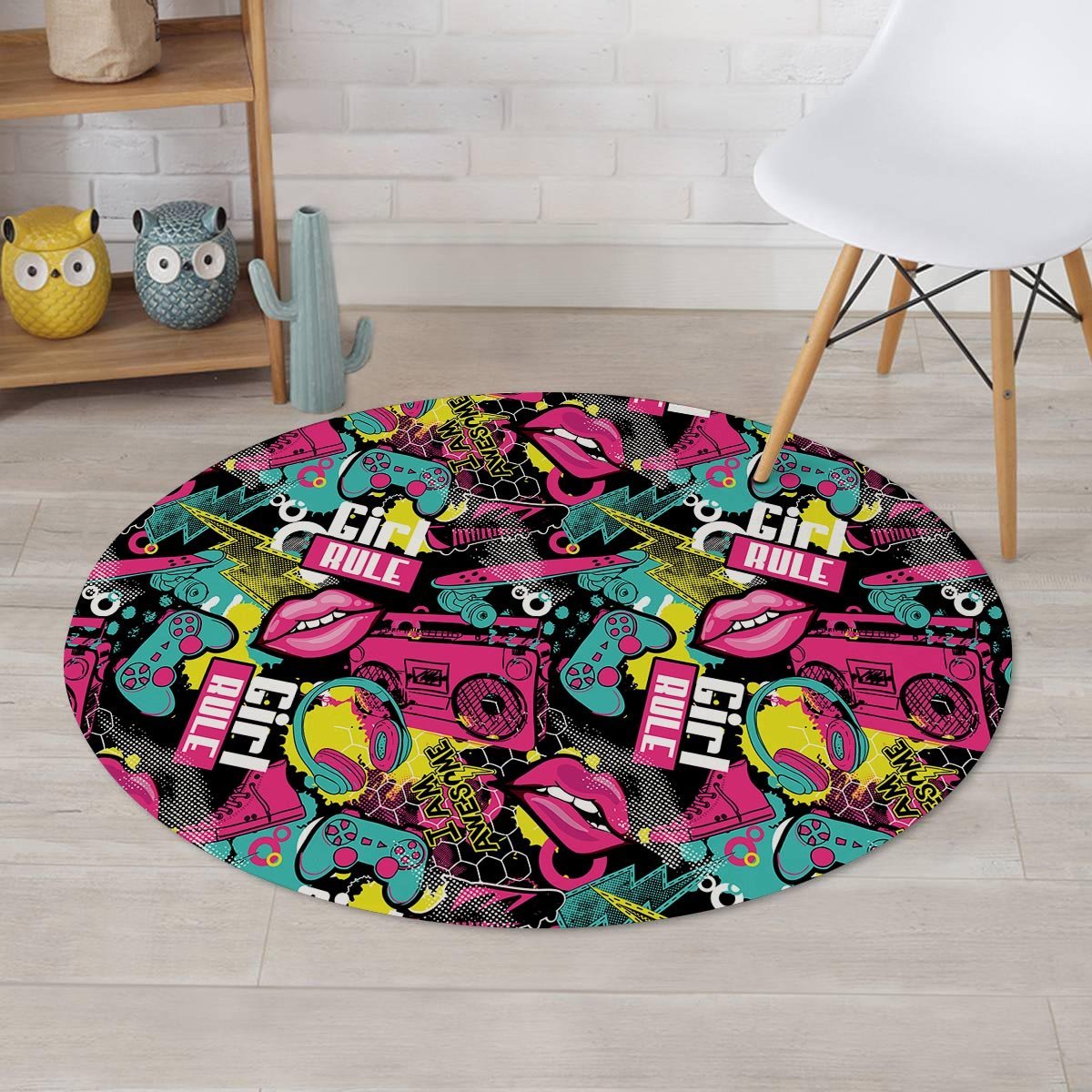 Graffiti Abstract Hiphop Lip Round Rug-grizzshop