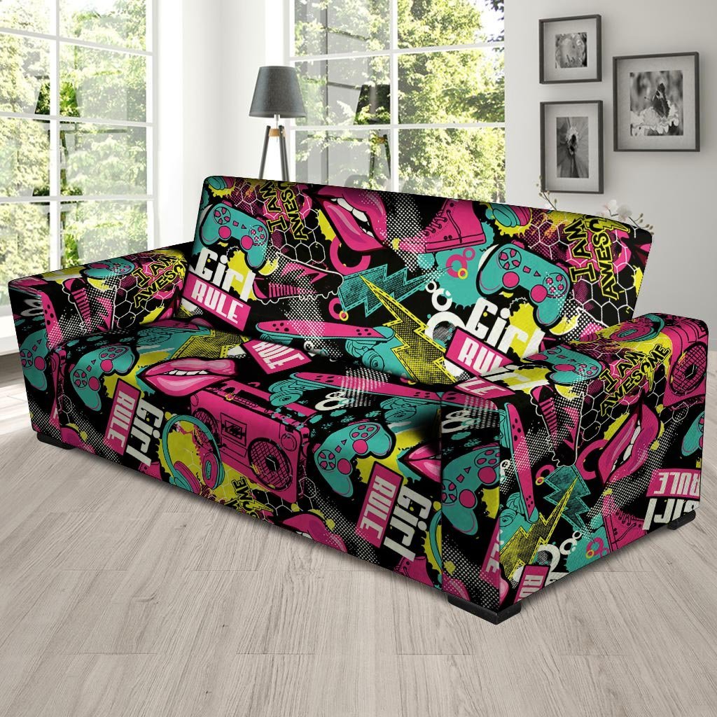 Graffiti Abstract Hiphop Lip Sofa Cover-grizzshop