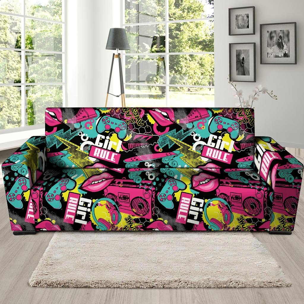 Graffiti Abstract Hiphop Lip Sofa Cover-grizzshop