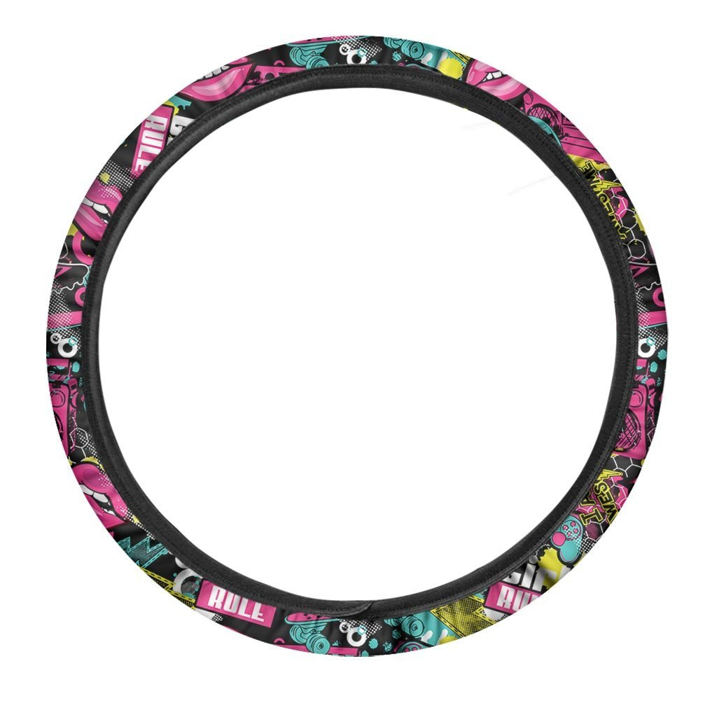 Graffiti Abstract Hiphop Lip Steering Wheel Cover-grizzshop