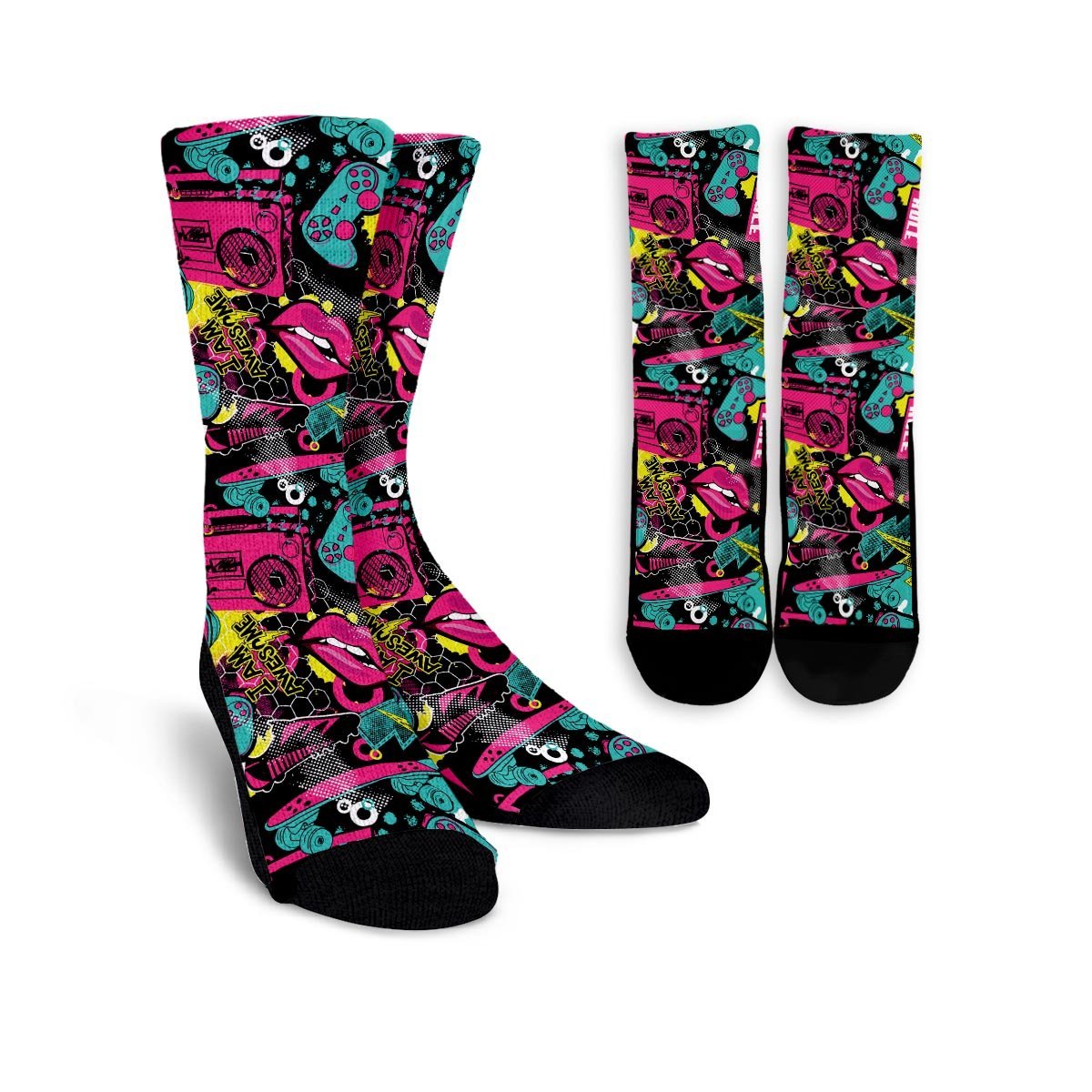 Graffiti Abstract Hiphop Lip Unisex Socks-grizzshop