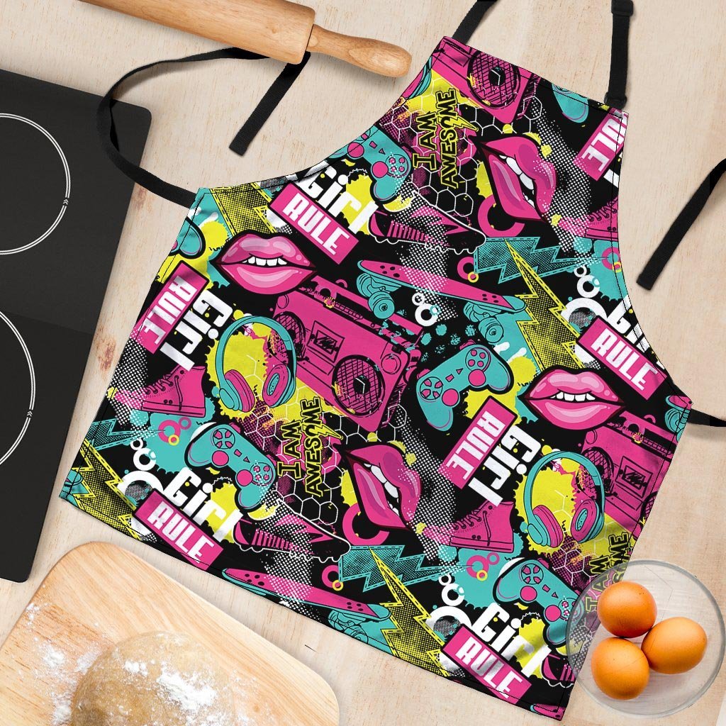 Graffiti Abstract Hiphop Lip Women's Apron-grizzshop