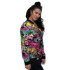 Graffiti Abstract Hiphop Lip Women's Bomber Jacket-grizzshop