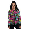 Graffiti Abstract Hiphop Lip Women's Bomber Jacket-grizzshop