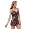 Graffiti Abstract Hiphop Lip Women's Sexy Night Dress-grizzshop