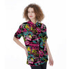 Graffiti Abstract Hiphop Lip Women's Short Sleeve Shirts-grizzshop