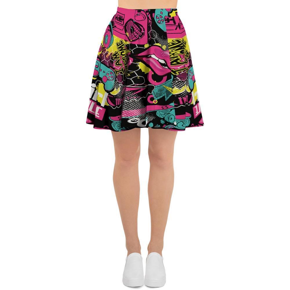 Graffiti Abstract Hiphop Lip Women's Skirt-grizzshop