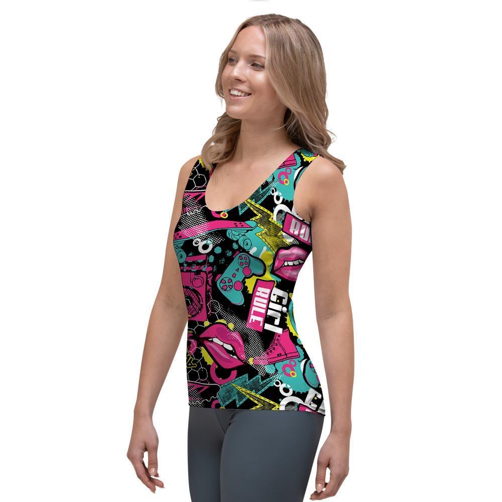 Graffiti Abstract Hiphop Lip Women's Tank Top-grizzshop