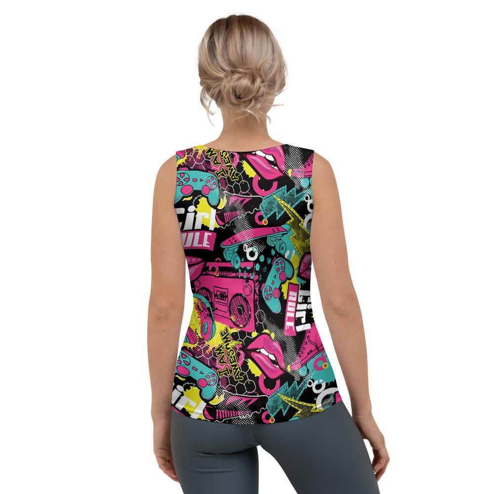 Graffiti Abstract Hiphop Lip Women's Tank Top-grizzshop