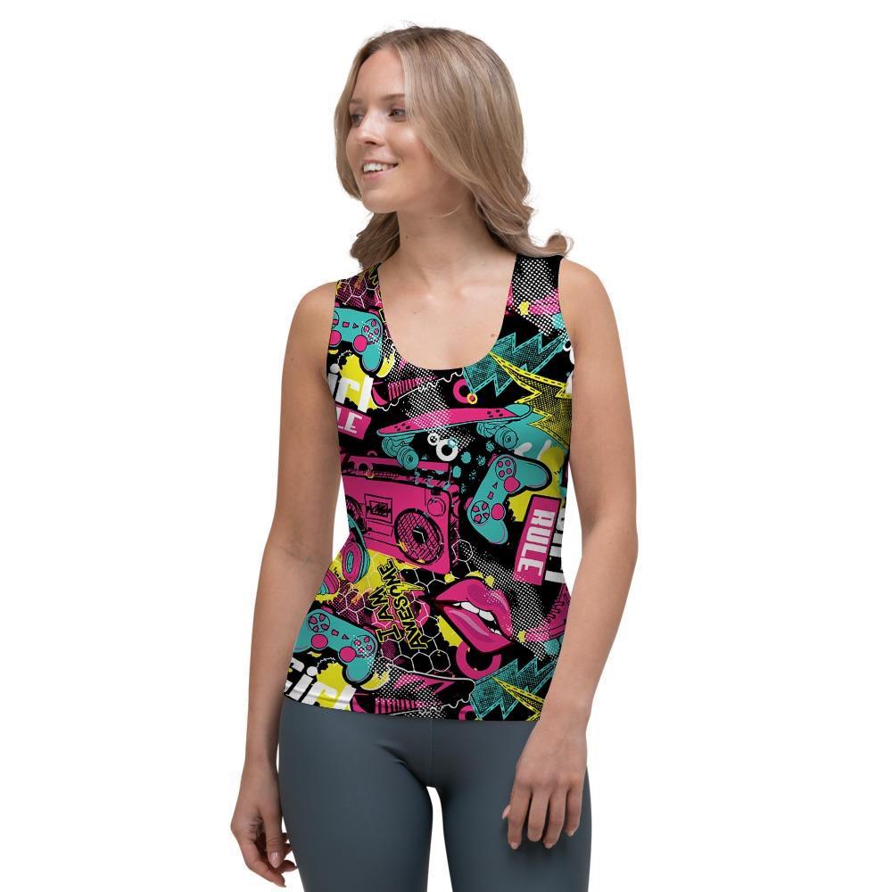 Graffiti Abstract Hiphop Lip Women's Tank Top-grizzshop