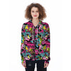 Graffiti Abstract Hiphop Lip Women's Zip Up Hoodie-grizzshop