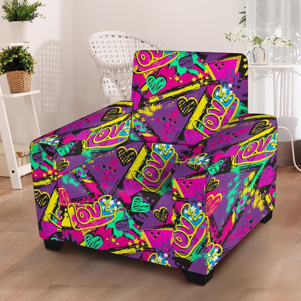 Graffiti Airbrush Love Print Armchair Cover-grizzshop