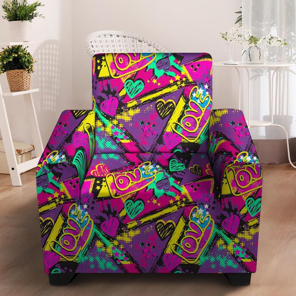 Graffiti Airbrush Love Print Armchair Cover-grizzshop