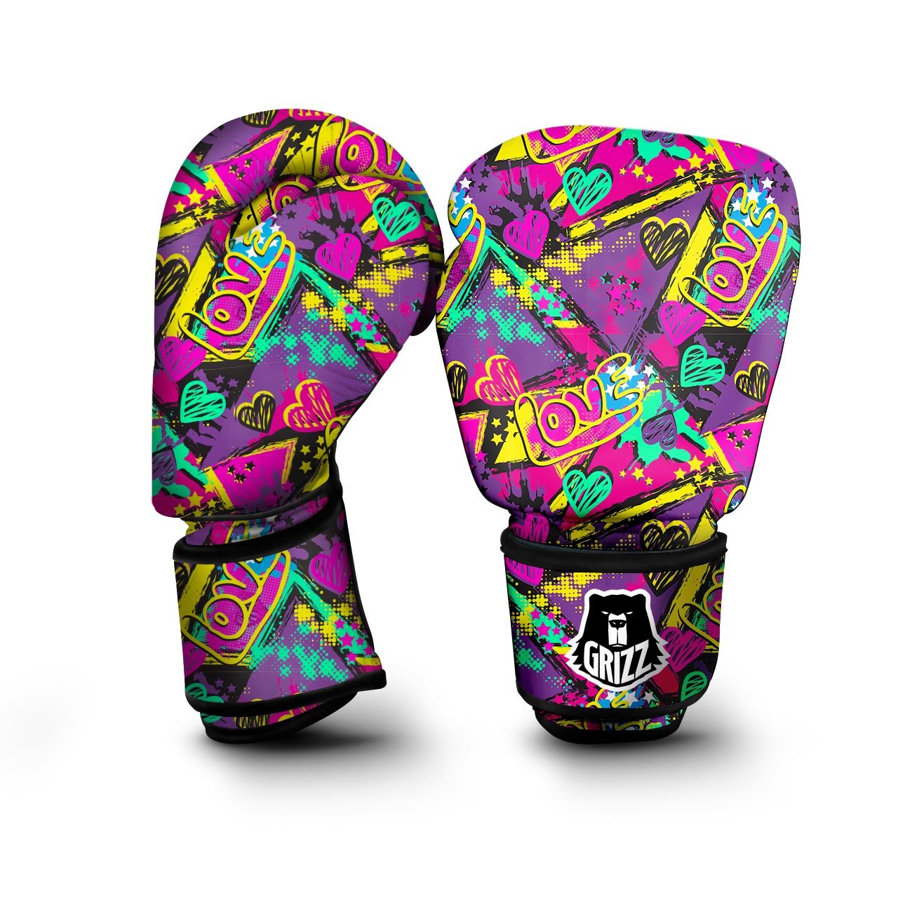 Graffiti Airbrush Love Print Boxing Gloves-grizzshop