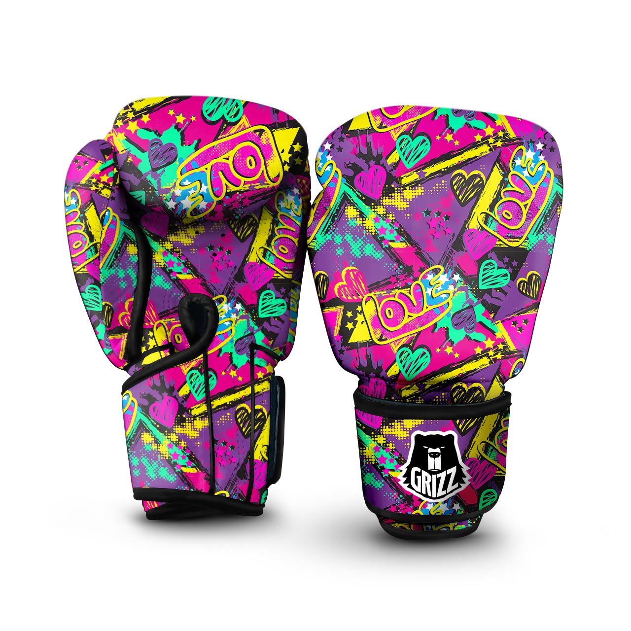 Graffiti Airbrush Love Print Boxing Gloves-grizzshop