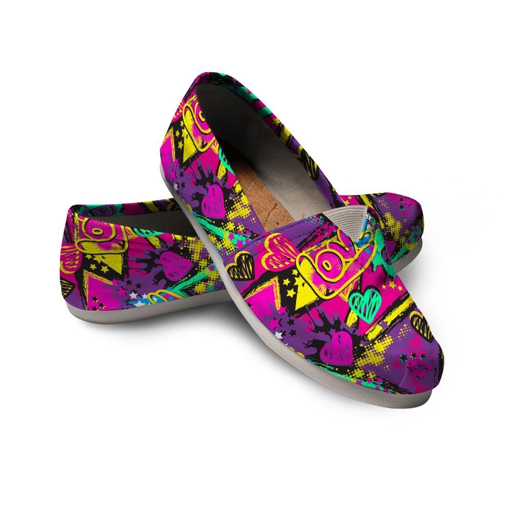 Graffiti Airbrush Love Print Canvas Shoes-grizzshop