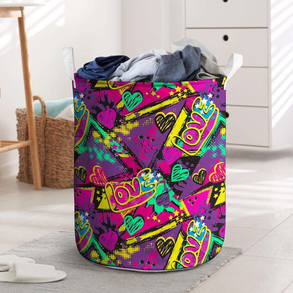 Graffiti Airbrush Love Print Laundry Basket-grizzshop