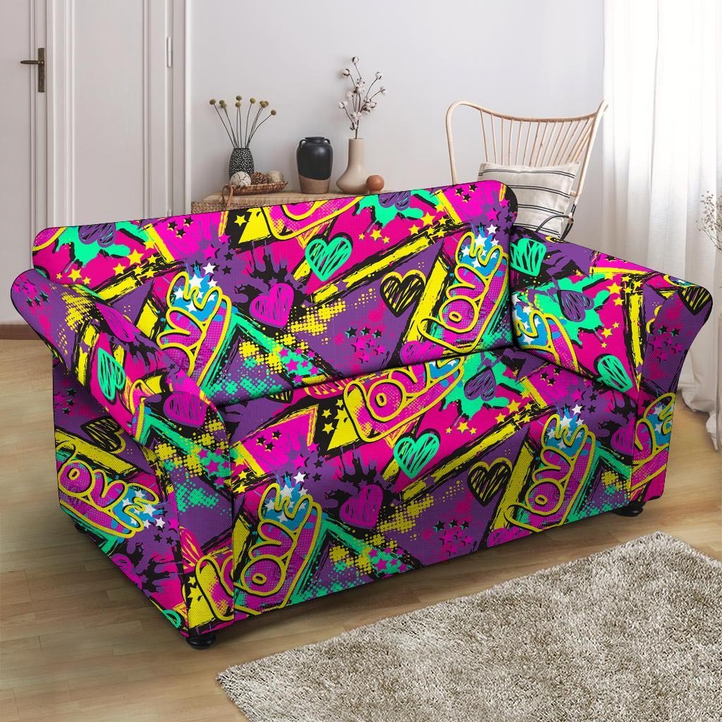 Graffiti Airbrush Love Print Loveseat Cover-grizzshop