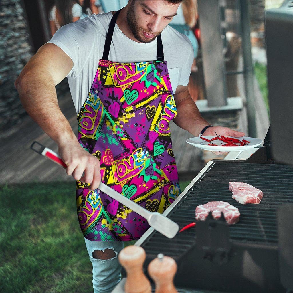 Graffiti Airbrush Love Print Men's Apron-grizzshop