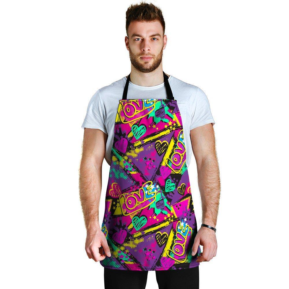 Graffiti Airbrush Love Print Men's Apron-grizzshop