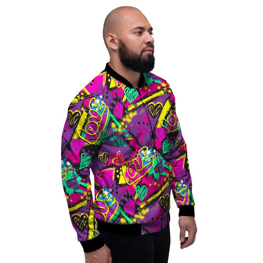 Graffiti Airbrush Love Print Men's Bomber Jacket-grizzshop