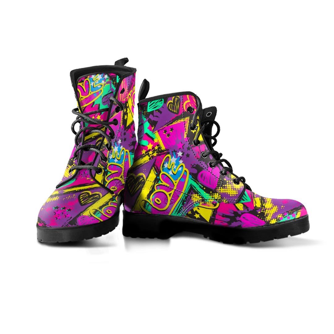 Graffiti Airbrush Love Print Men's Boots-grizzshop