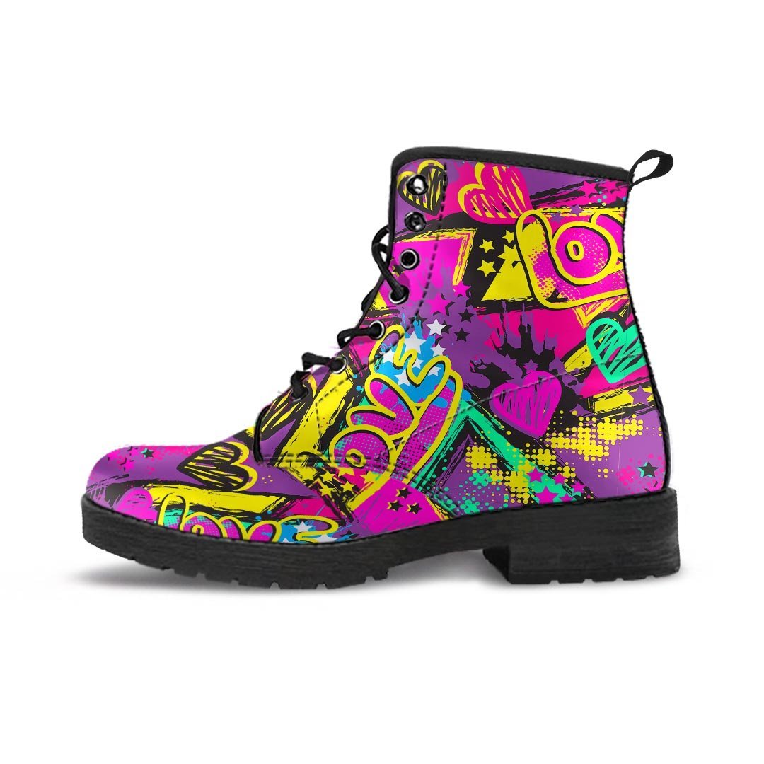 Graffiti Airbrush Love Print Men's Boots-grizzshop