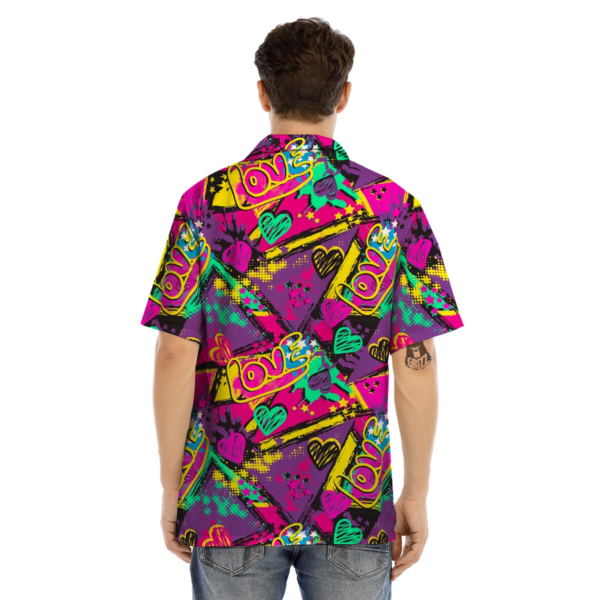 Graffiti Airbrush Love Print Men’s Hawaiian Shirt-grizzshop