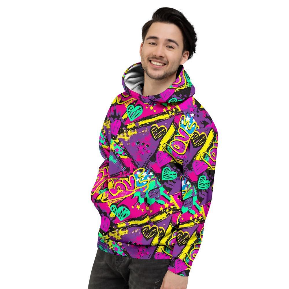 Graffiti Airbrush Love Print Men's Hoodie-grizzshop