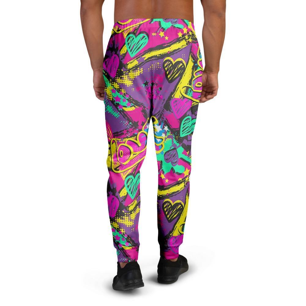 Graffiti Airbrush Love Print Men's Joggers-grizzshop