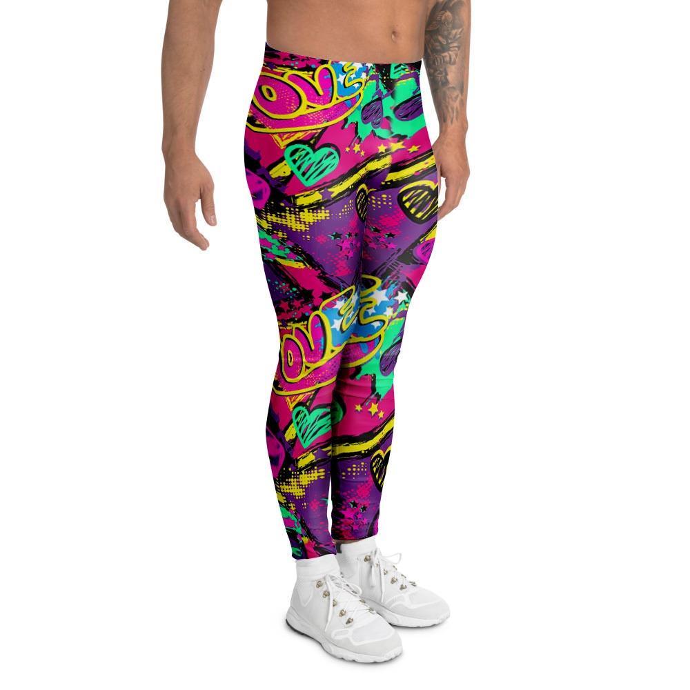 Graffiti Airbrush Love Print Men's Leggings-grizzshop