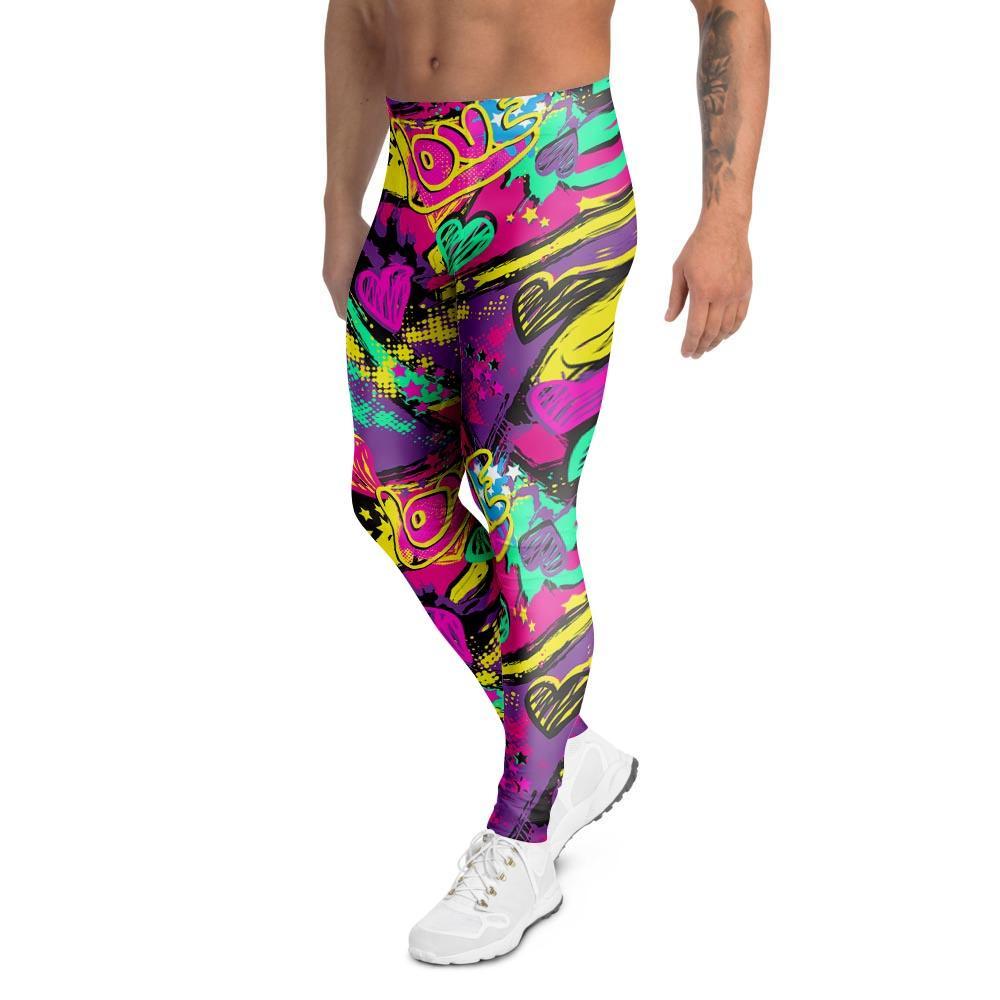 Graffiti Airbrush Love Print Men's Leggings-grizzshop