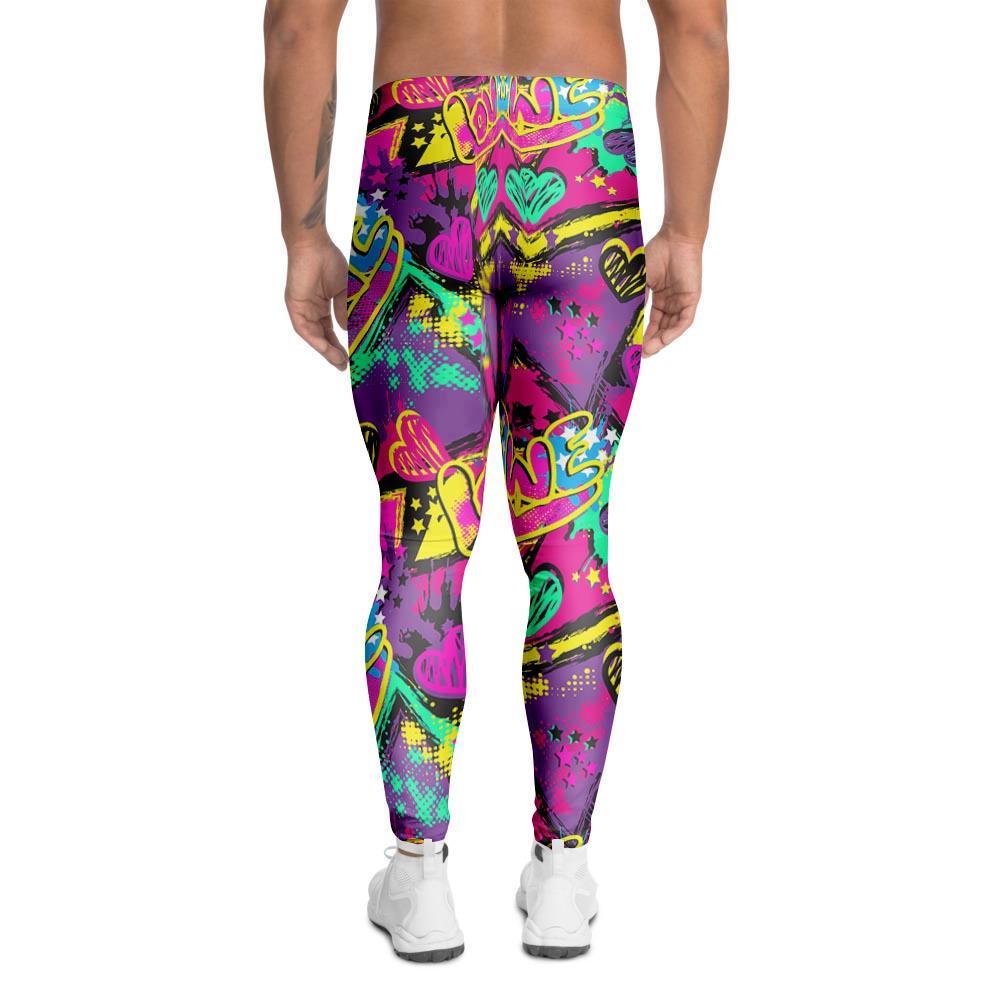 Graffiti Airbrush Love Print Men's Leggings-grizzshop