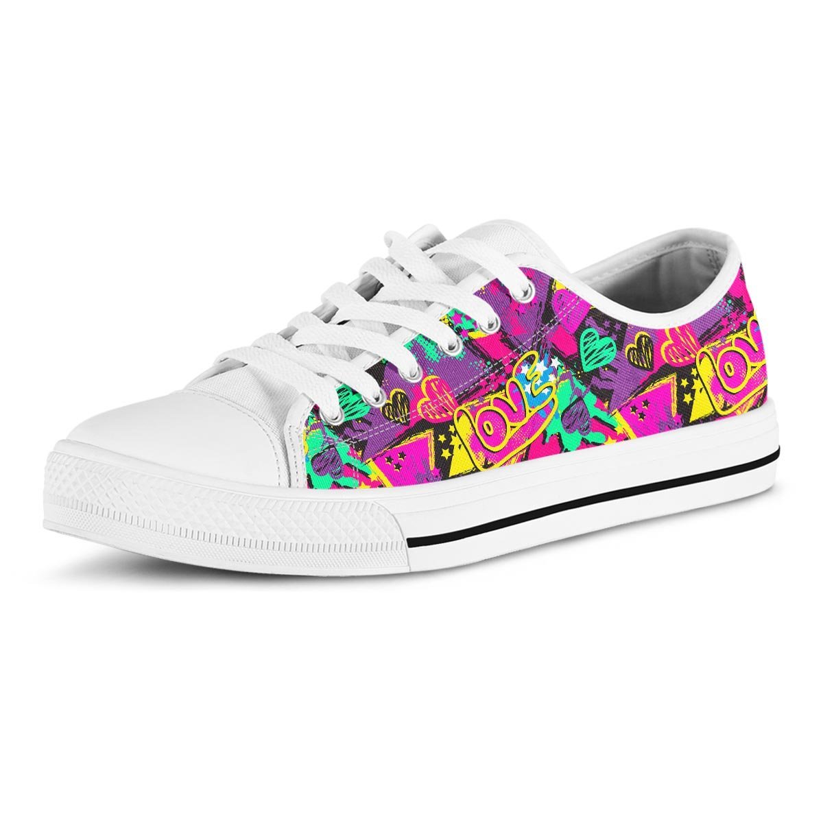 Graffiti Airbrush Love Print Men's Low Top Shoes-grizzshop