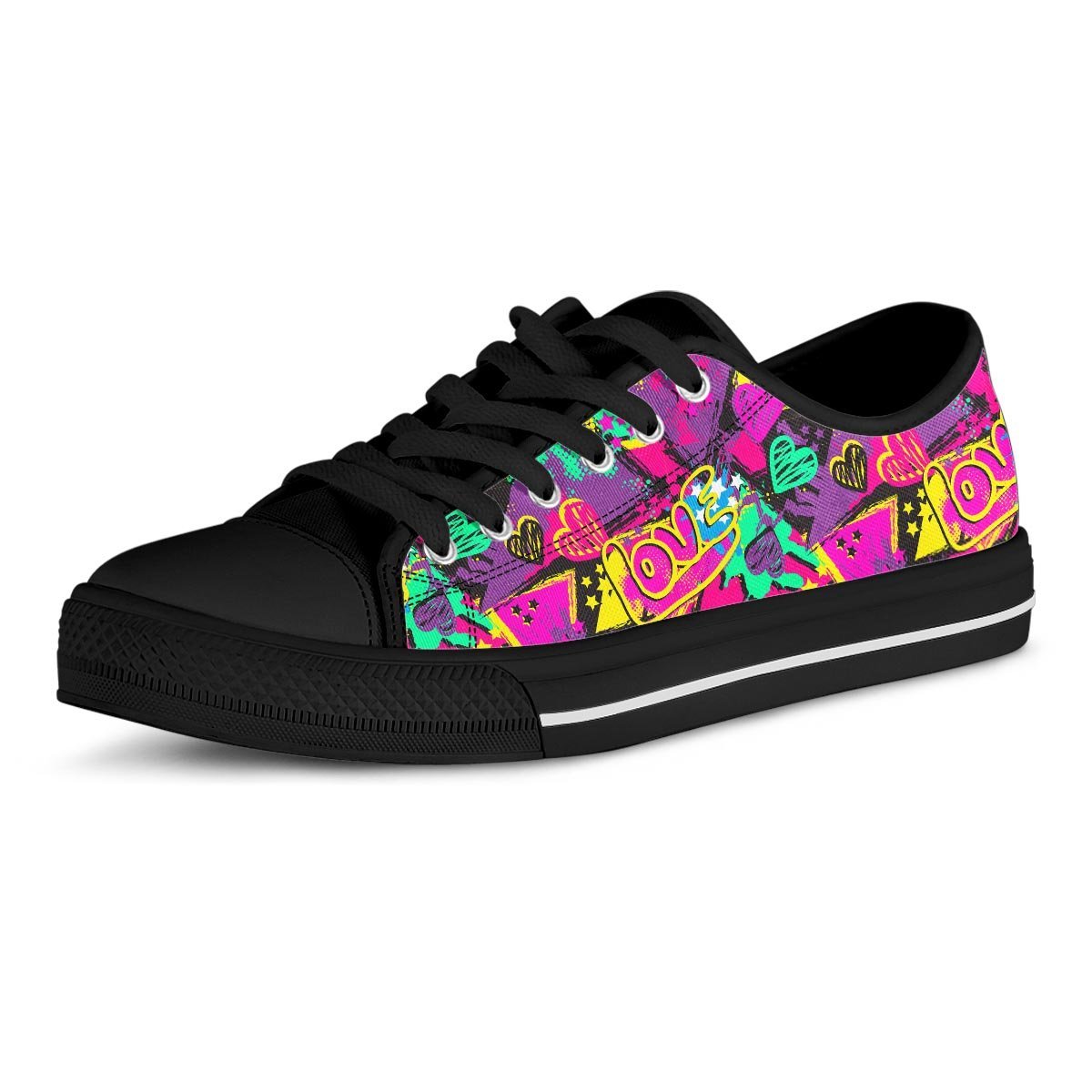 Graffiti Airbrush Love Print Men's Low Top Shoes-grizzshop