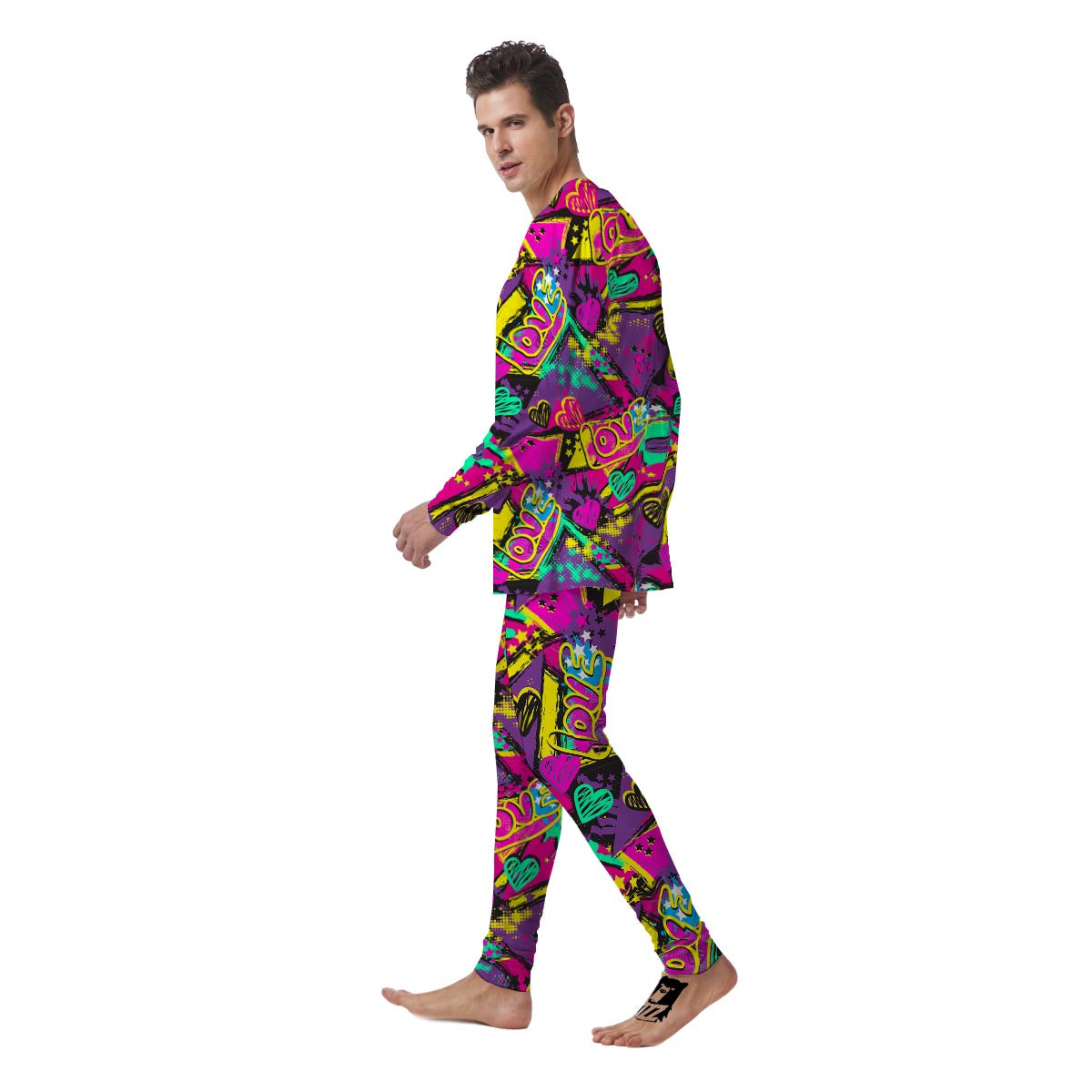 Graffiti Airbrush Love Print Men's Pajamas-grizzshop