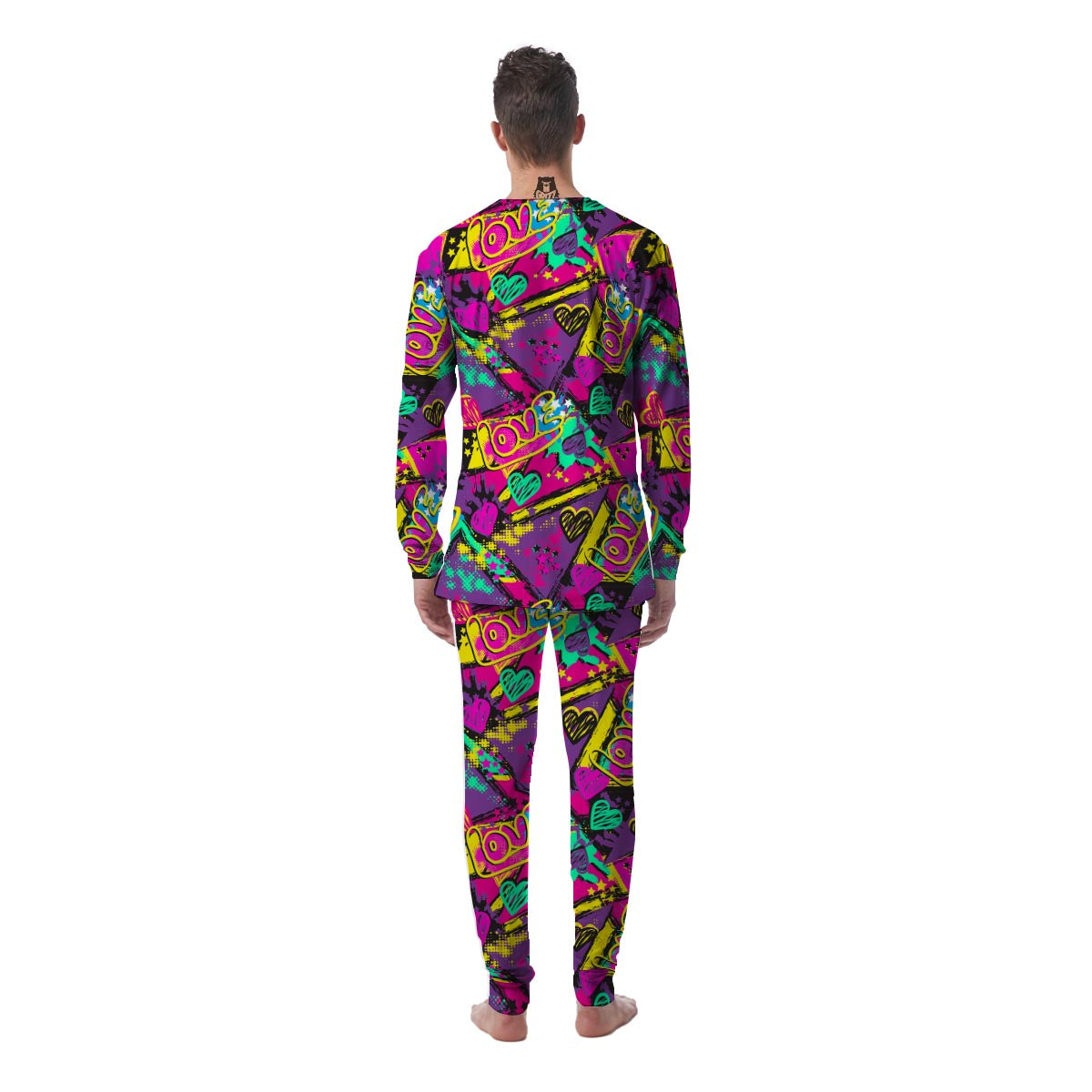 Graffiti Airbrush Love Print Men's Pajamas-grizzshop