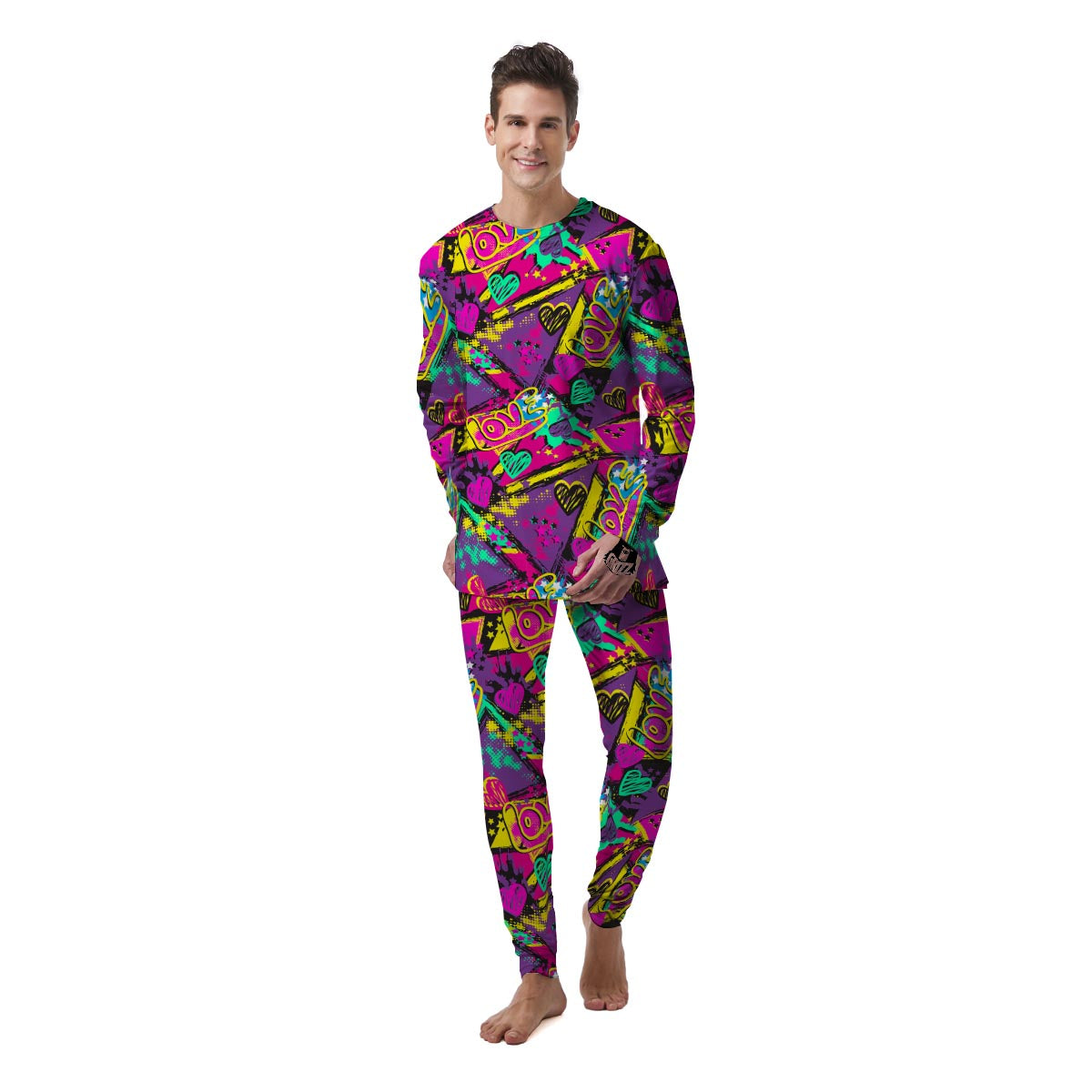 Graffiti Airbrush Love Print Men's Pajamas-grizzshop