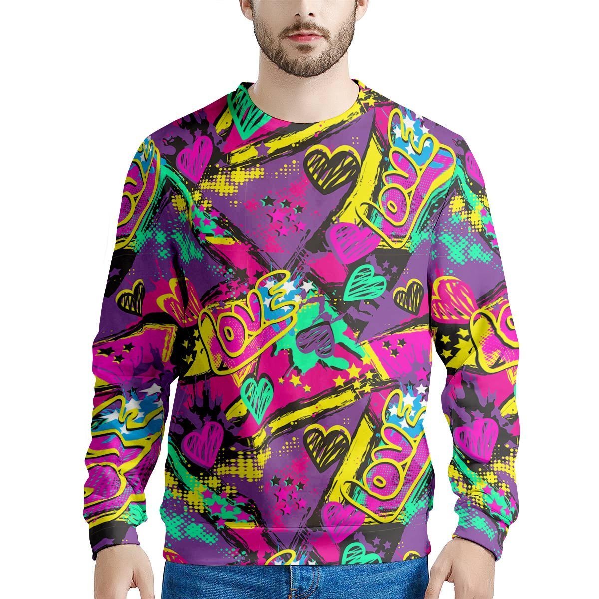 Graffiti Airbrush Love Print Men's Sweatshirt-grizzshop