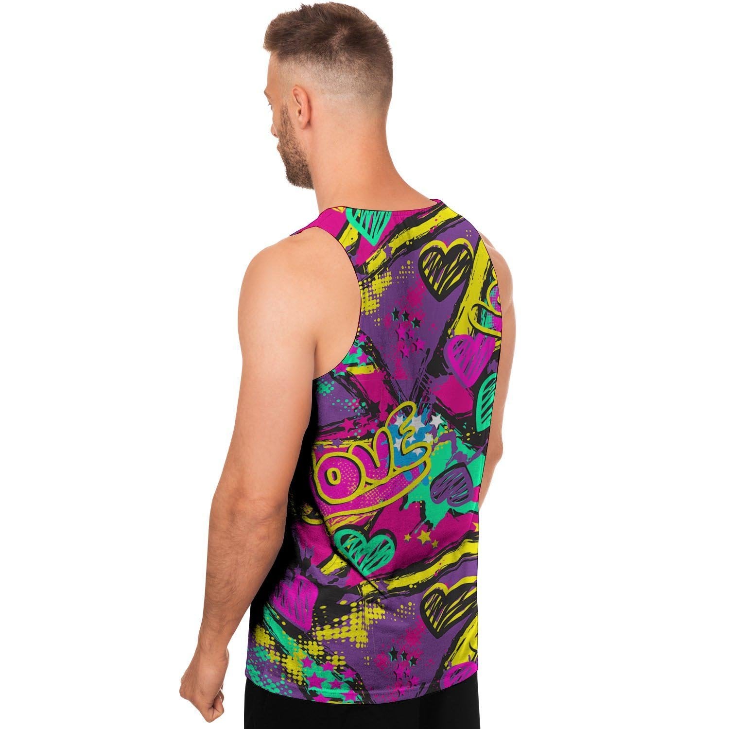 Graffiti Airbrush Love Print Men's Tank Tops-grizzshop