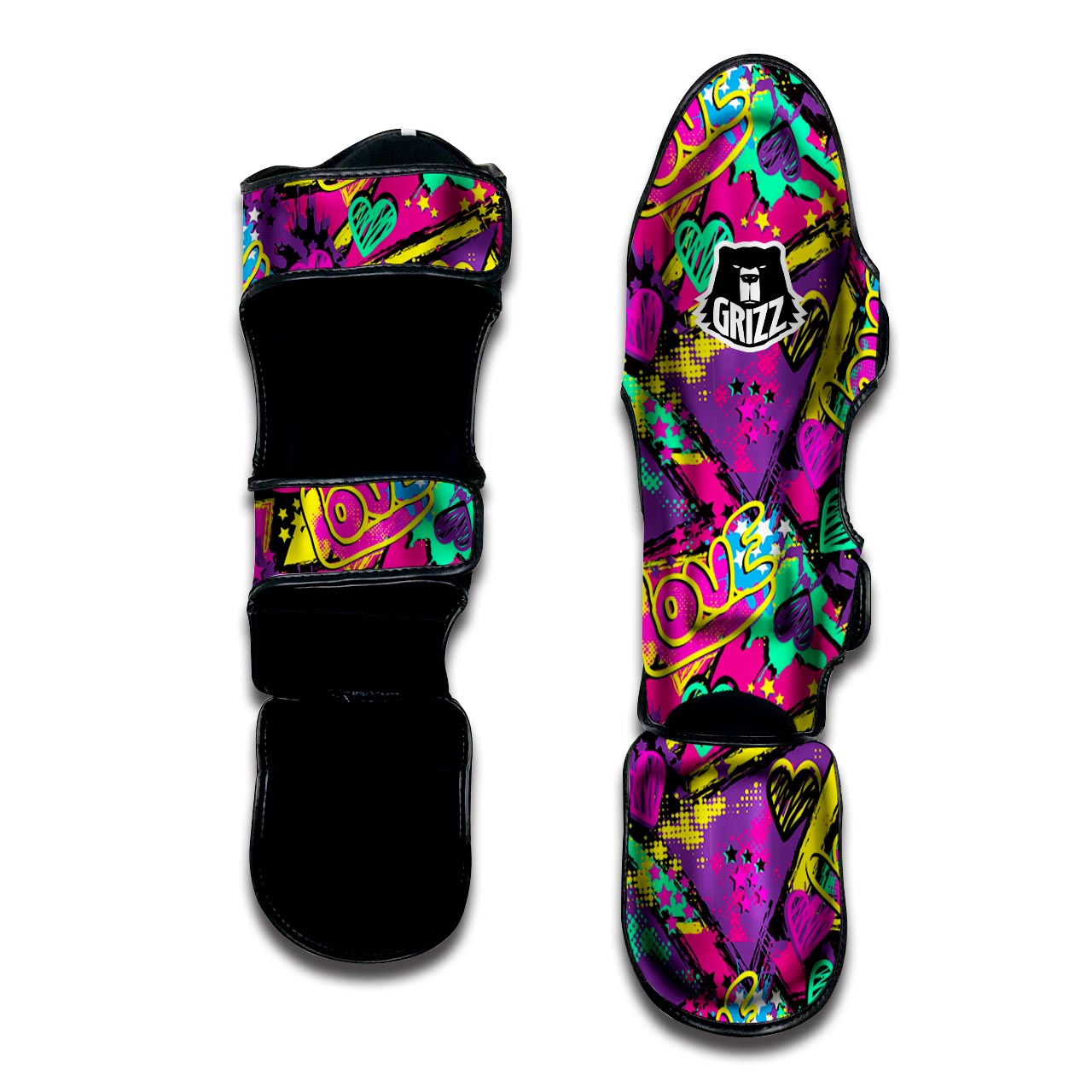 Graffiti Airbrush Love Print Muay Thai Shin Guard-grizzshop