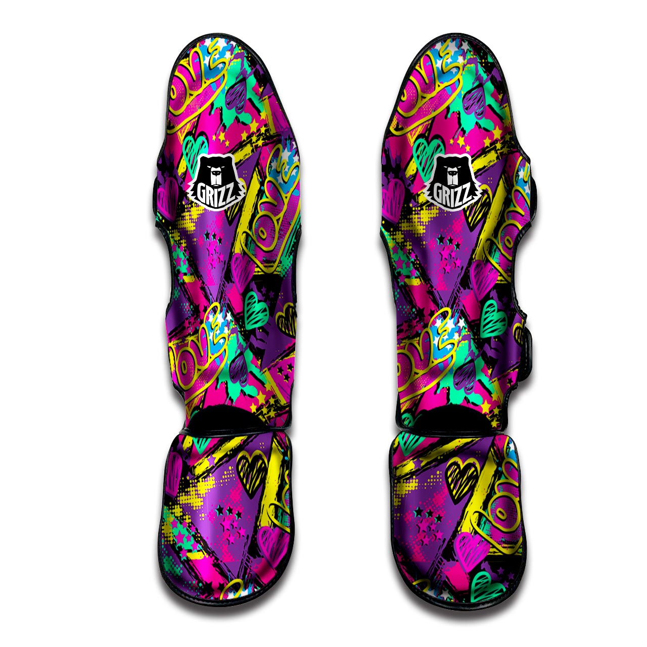 Graffiti Airbrush Love Print Muay Thai Shin Guard-grizzshop